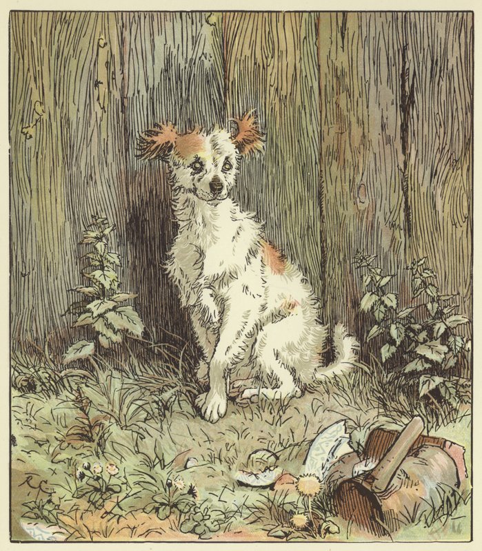 Elegia hullun koiran kuolemasta (väri litho) tekijältä Randolph Caldecott