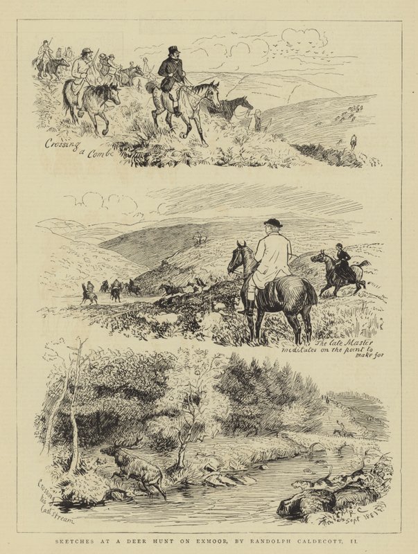 Luonnoksia Deer Huntissa Exmoorissa tekijältä Randolph Caldecott