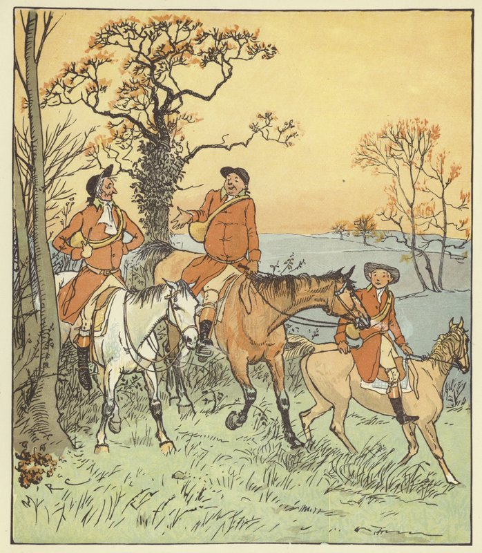 Kolme iloista metsästäjää tekijältä Randolph Caldecott