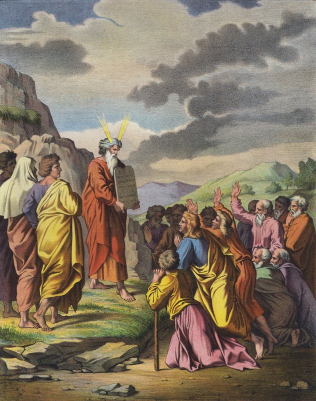 Mooses jakaa kymmenen käskyä kansalleen tekijältä Raffaello Sanzio Raphael