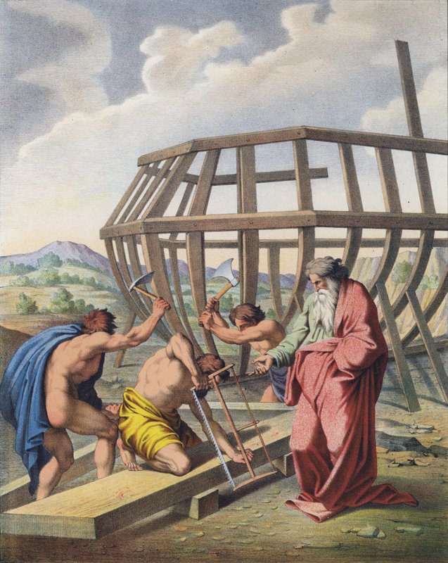 Nooa valvoo arkin rakentamista tekijältä Raffaello Sanzio Raphael