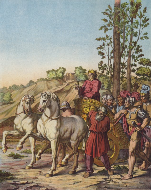 Herodes Suuresta tulee Juudean kuningas roomalaisten vasalliksi (väri litho) tekijältä after Raphael