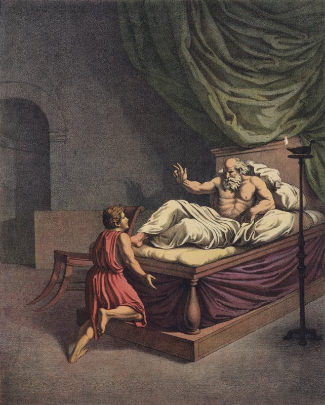 aSamuel menee Elin luo kuultuaan äänen huutavan hänen nimeään (väri litho) tekijältä after Raphael