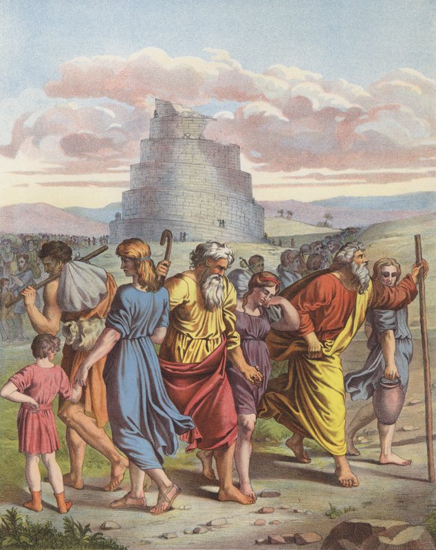Baabelin torni (väri litho) tekijältä after Raphael