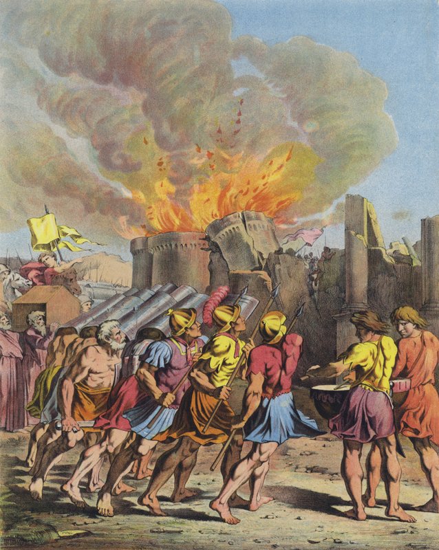 Jerikon kukistuminen (väri litho) tekijältä after Raphael