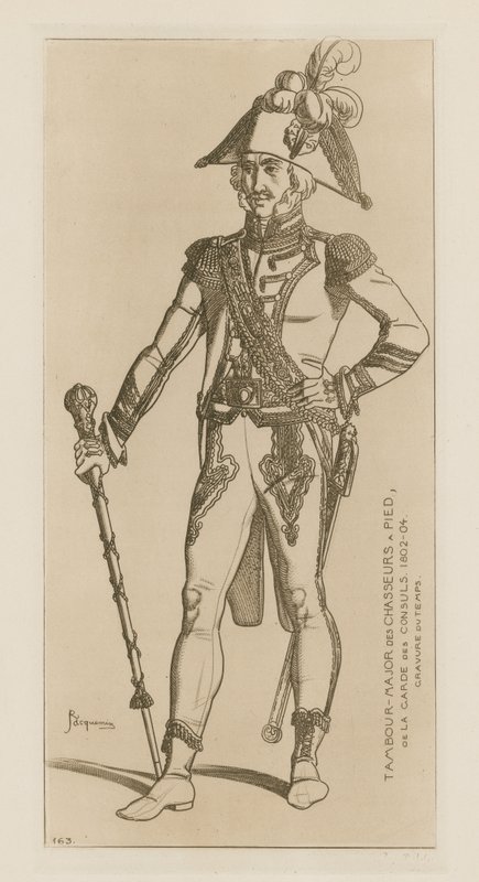 Konsulikaartin chasseurs a pied -joukkojen rumpumajuri, 1802-04. tekijältä Raphael Jacquemin