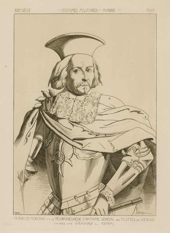 Francesco Morosini, nimeltään Peloponnesiaco, Venetsian laivaston kenraalikapteeni. tekijältä Raphael Jacquemin