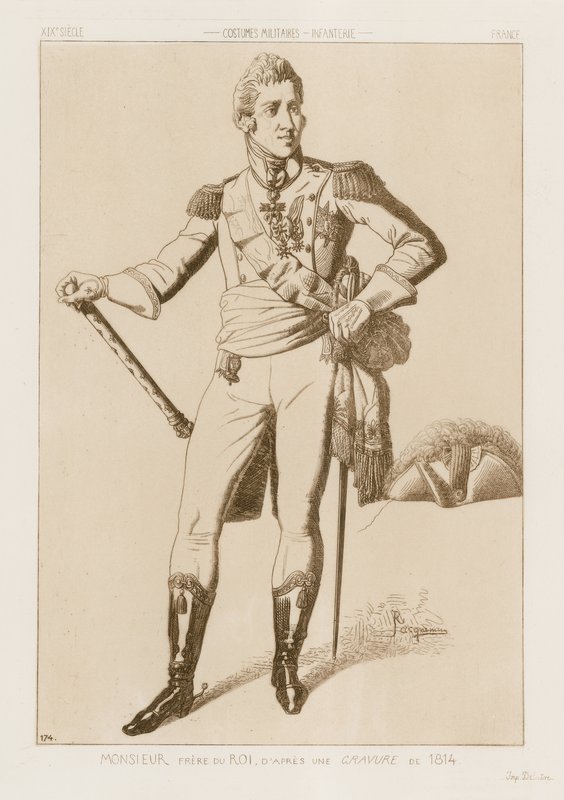 Gentleman - kuninkaan veli, kaiverrus vuodelta 1814 tekijältä Raphael Jacquemin