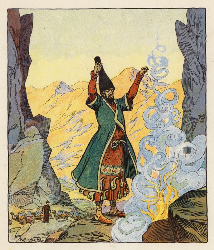 Les Mille et Une Nuits / Tuhat ja yksi yötä (värilitografia) tekijältä Raymond de la Neziere