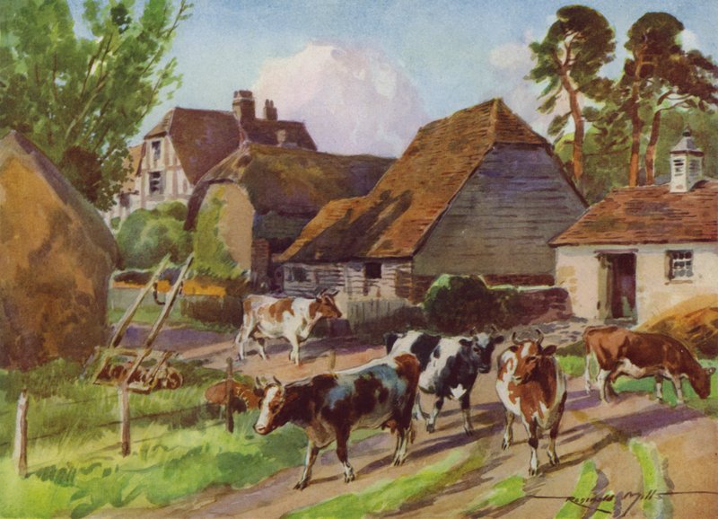 Kuvitus My Farm (väri litho) tekijältä Reginald Mills