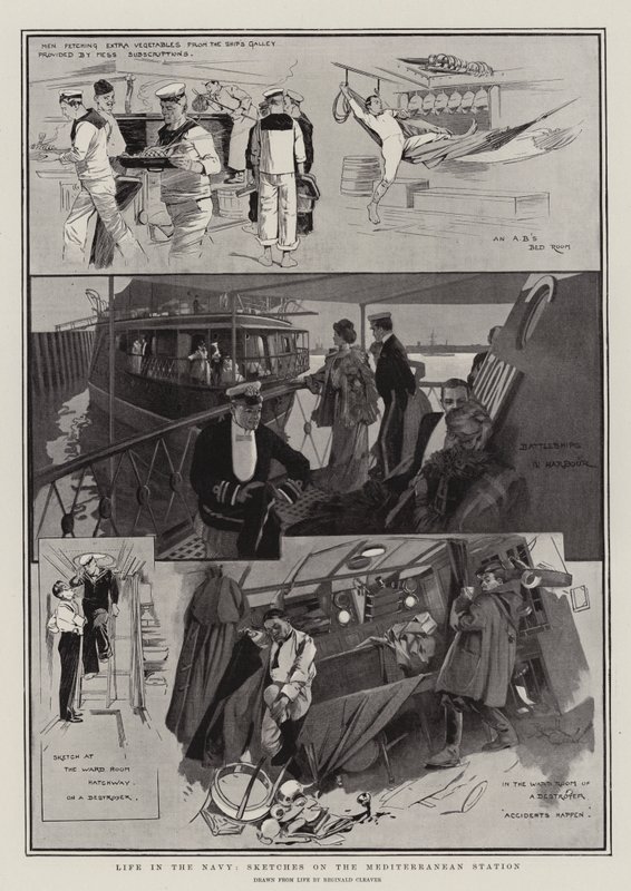 Elämä laivastossa, luonnoksia Välimeren asemalta (litografia) tekijältä Reginald Thomas Cleaver
