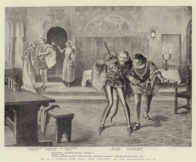 H. A. Jonesin uusi näytelmä "The Tempter" Haymarketissa, II näytös (litografia). tekijältä Reginald Thomas Cleaver