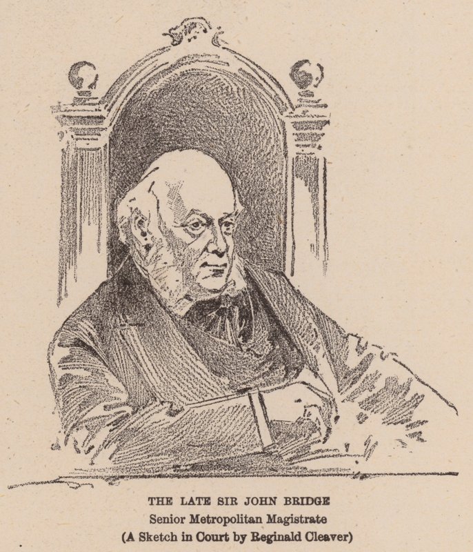 Edesmennyt Sir John Bridge (litografia) tekijältä Reginald Thomas Cleaver