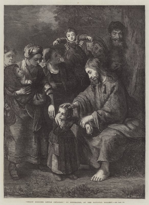 Kristus siunatkoon pieniä lapsia tekijältä Rembrandt van Rijn