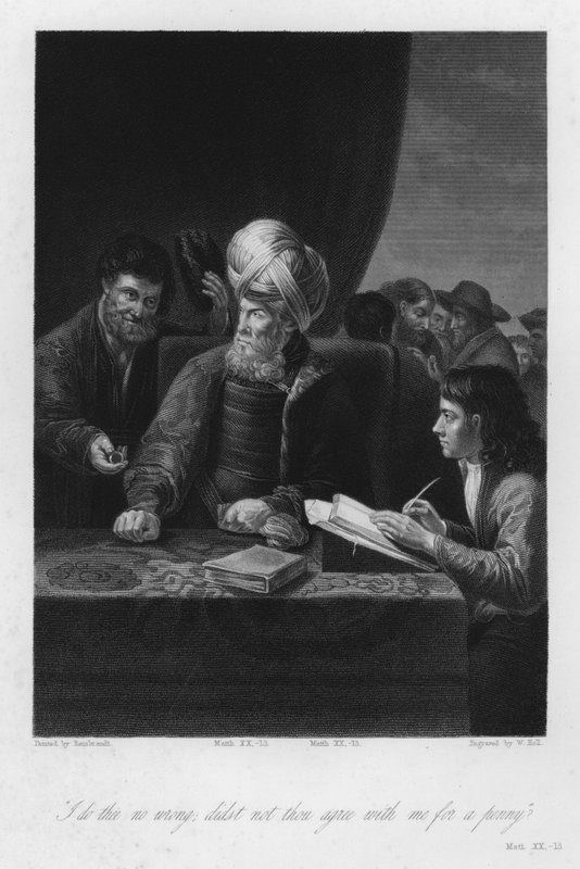 Viinitarhan herra Matteus XX tekijältä Rembrandt Harmensz. van Rijn (after)