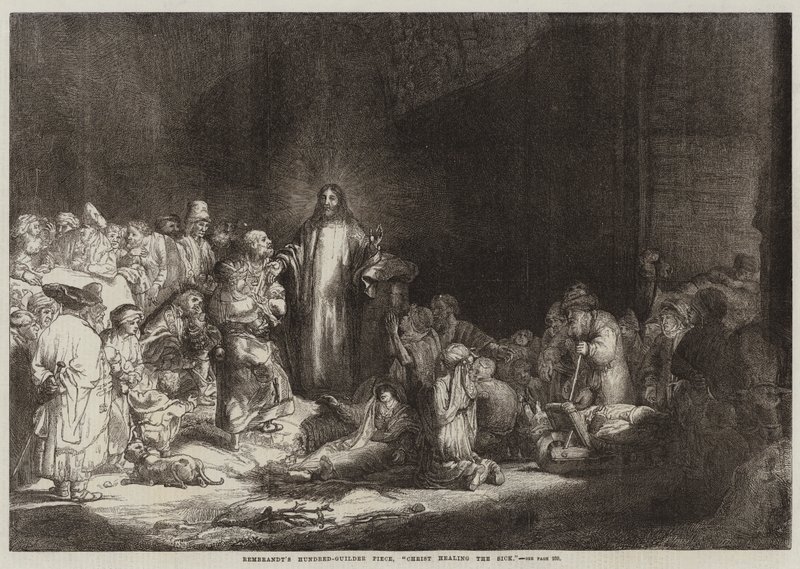 Rembrandtin sadan guldenin pala, Kristus parantaa sairaita tekijältä Rembrandt van Rijn