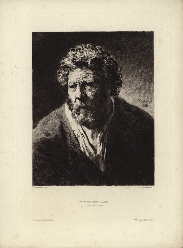 Tete de Viellard, kirjoittanut Rembrandt Harmenszoon van Rijn. Kaiverrus Jules Jacquemart, 1877 tekijältä Rembrandt van Rijn