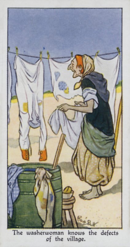 Pesija tietää kylän puutteet (väri litho) tekijältä René Bull
