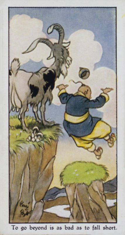 Ylittää on yhtä paha kuin jäädä alle (väri litho) tekijältä René Bull