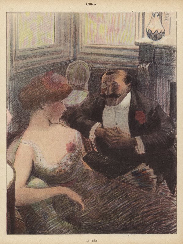 Talvi: Flirt (väri litho) tekijältä Rene George Hermann Paul