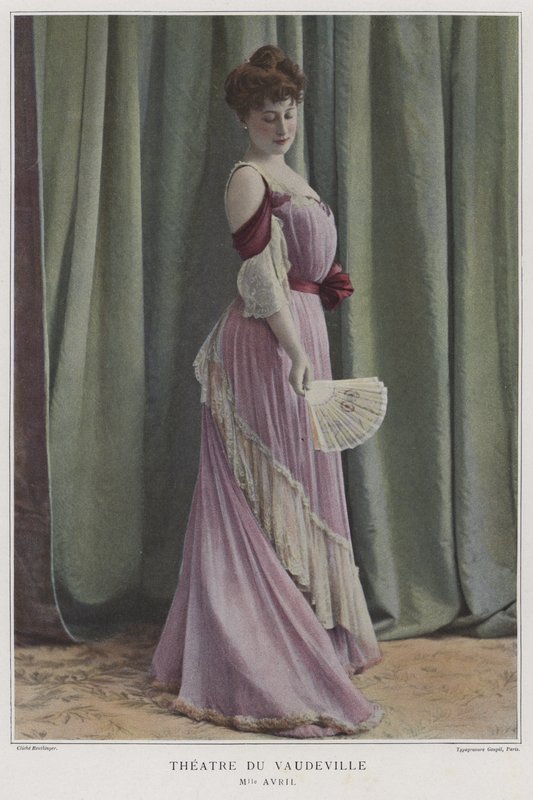 Mademoiselle Avril, ranskalainen näyttelijä (värillinen kuva) tekijältä Reutlinger Studio