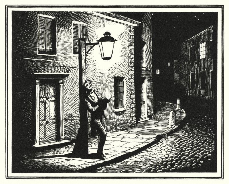 Hans Christian Andersen: Vanha katulamppu (litho) tekijältä Rex (after) Whistler