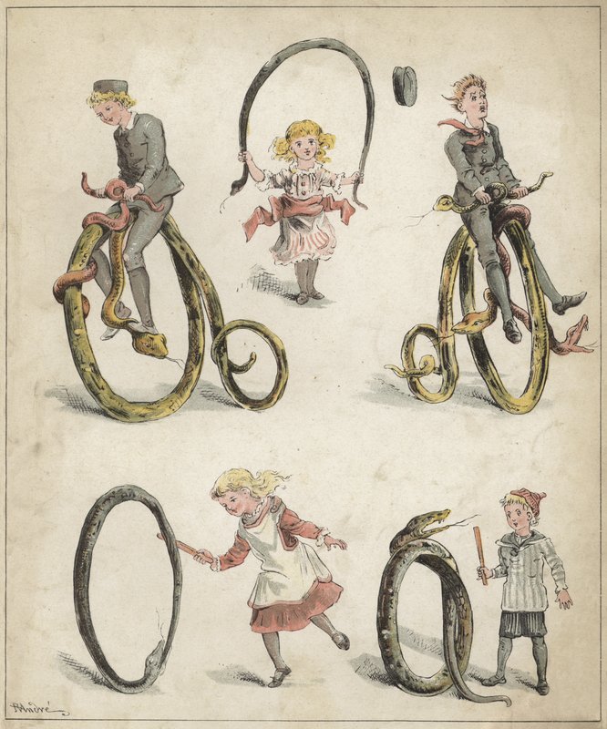 Pelit käärmeillä (chromolitho) tekijältä Richard Andre