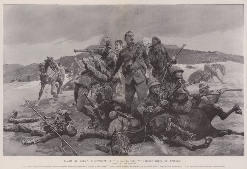 Death or Glory, C Squadron of the 17th Lancers Modderfonteinissa 17. syyskuuta tekijältä Richard Caton Woodville junior