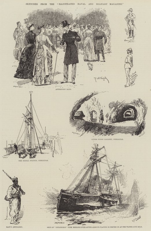Luonnoksia Illustrated Naval and Military Magazine -lehdestä tekijältä Richard Caton Woodville junior