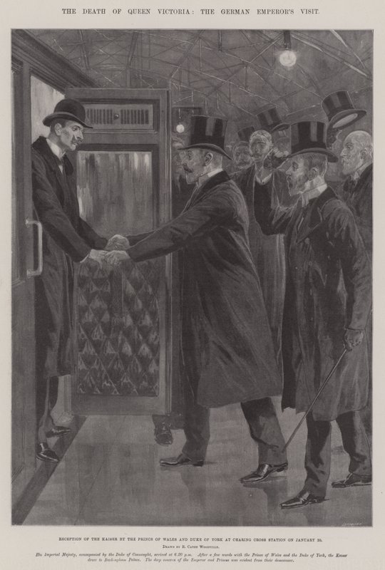Kuningatar Victorian kuolema, Saksan keisarin vierailu tekijältä Richard Caton Woodville junior