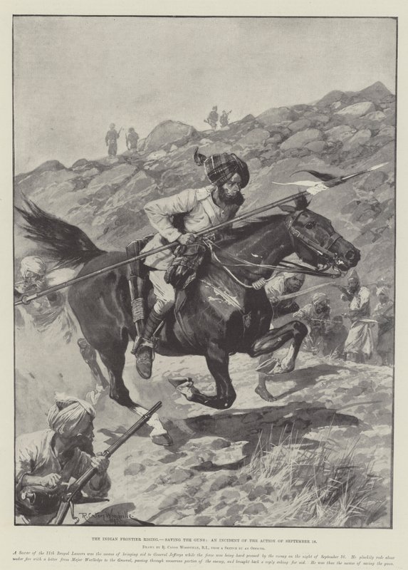 Indian Frontier Rising, pelastaa aseet, välikohtaus 16. syyskuuta tekijältä Richard Caton Woodville junior