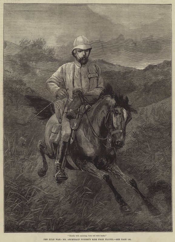Zulusota, Archibald Forbesin ratsastaminen Ulundista. tekijältä Richard Caton Woodville junior
