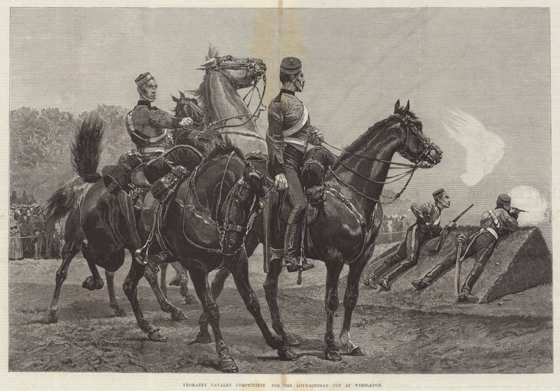 Yeomanry Cavalry kilpailu Loyd-Lindsay Cupista Wimbledonissa tekijältä Richard Caton Woodville junior