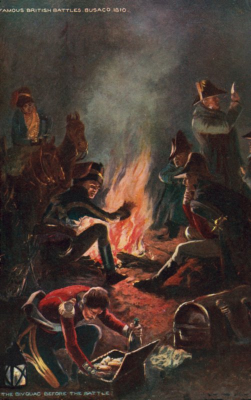 Bivouac ennen Bussacon taistelua, Portugali, niemimaan sota, 1810 tekijältä Richard Caton II Woodville