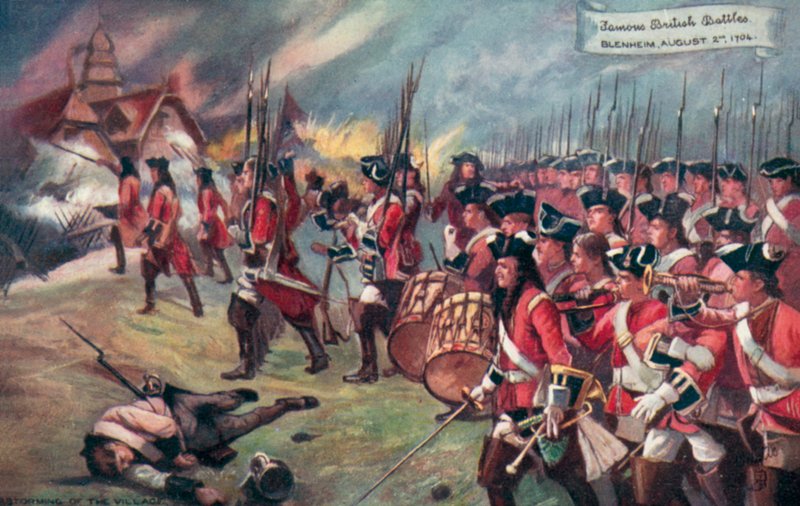 Brittijoukot hyökkäämässä kylään, Blenheimin taistelu, Baijeri, Espanjan peräkkäissota, 1704 tekijältä Richard Caton II Woodville