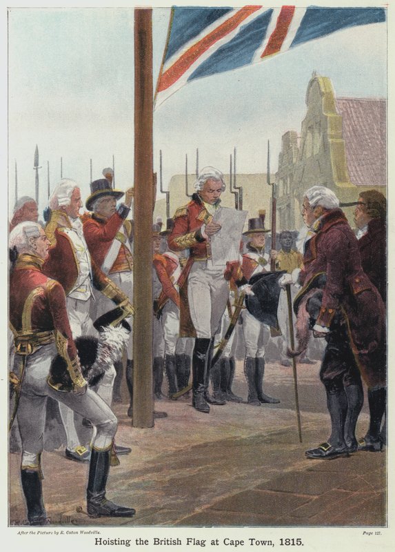 Britannian lipun nosto Kapkaupungissa, 1815 tekijältä Richard Caton II Woodville