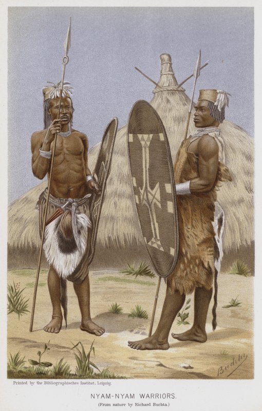 Nyam-Nyam Warriors (chromolitho) tekijältä Richard (after) Buchta