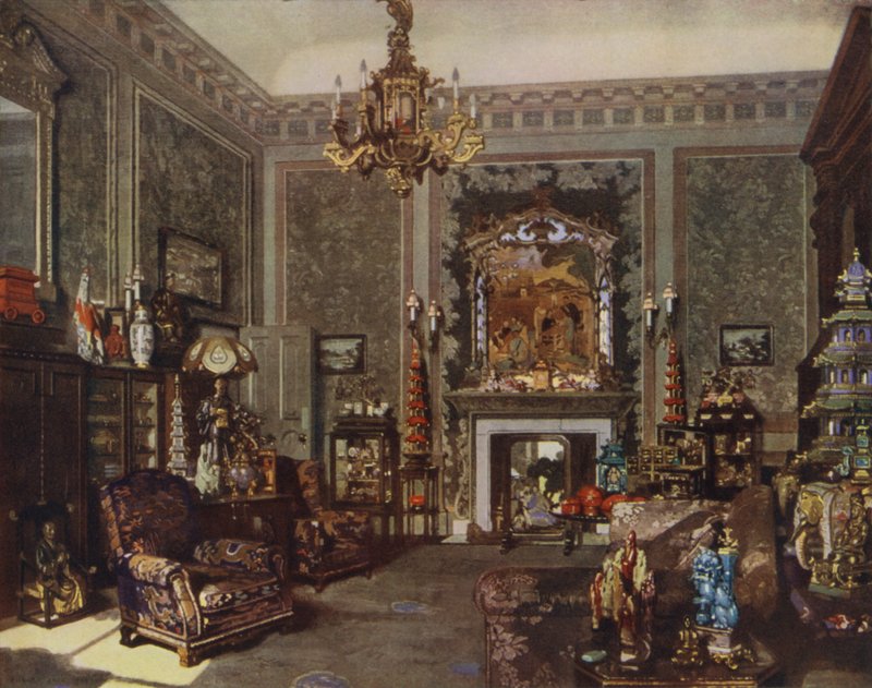 Sala Chippendale Chinesa do Queen Mary, Palácio de Buckingham, Londres (litho colorida) finlandesa tekijältä Richard (after) Jack