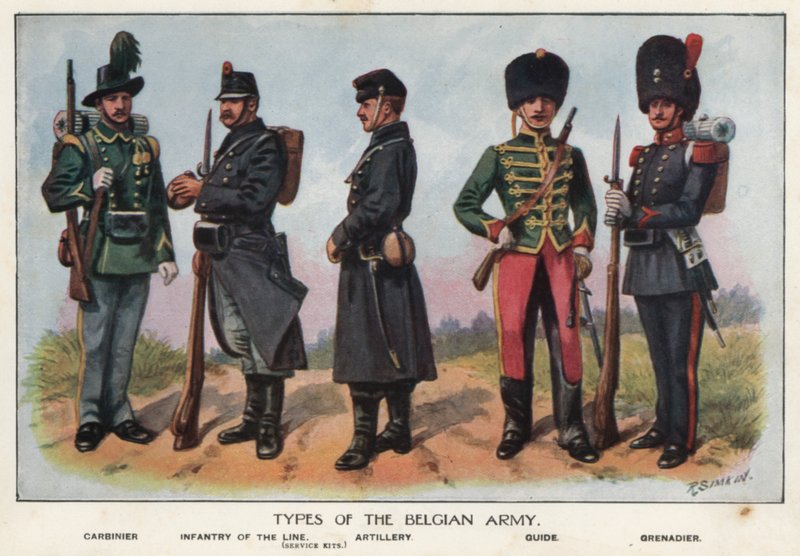 Belgian armeijan sotilaat (väri litho) tekijältä Richard (after) Simkin