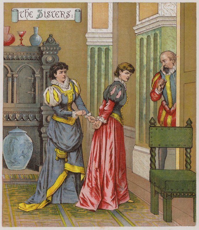 Kuvitus elokuvasta The Taming Of The Shrrew (chromolitho) tekijältä Richard Andre