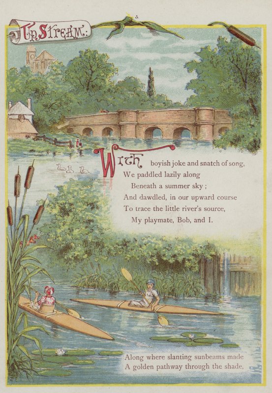 Sivu Upstreamista, kirjoittanut Richard Andre (väri litho) tekijältä Richard Andre