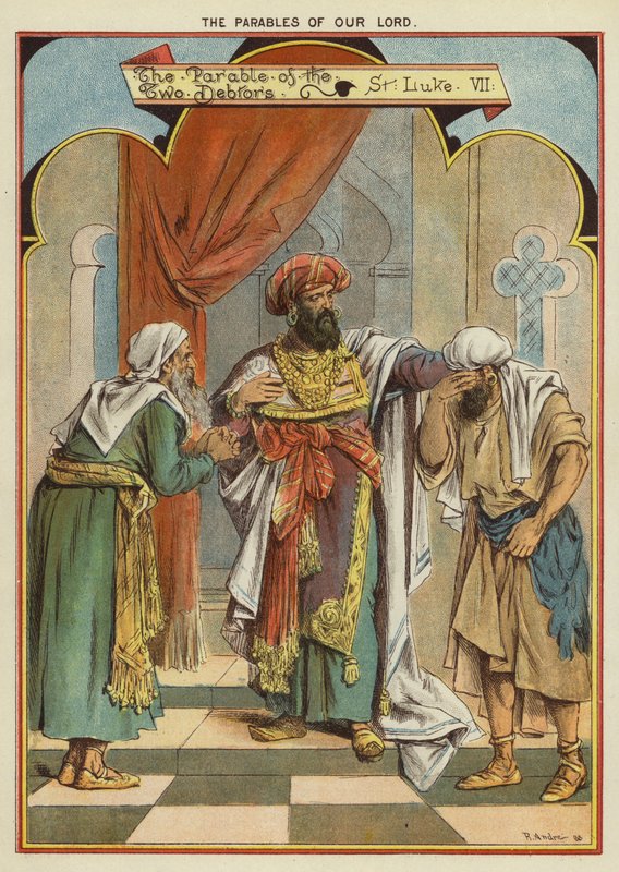 Kristuksen vertaukset: vertaus kahdesta velallisesta (chromolitho) tekijältä Richard Andre
