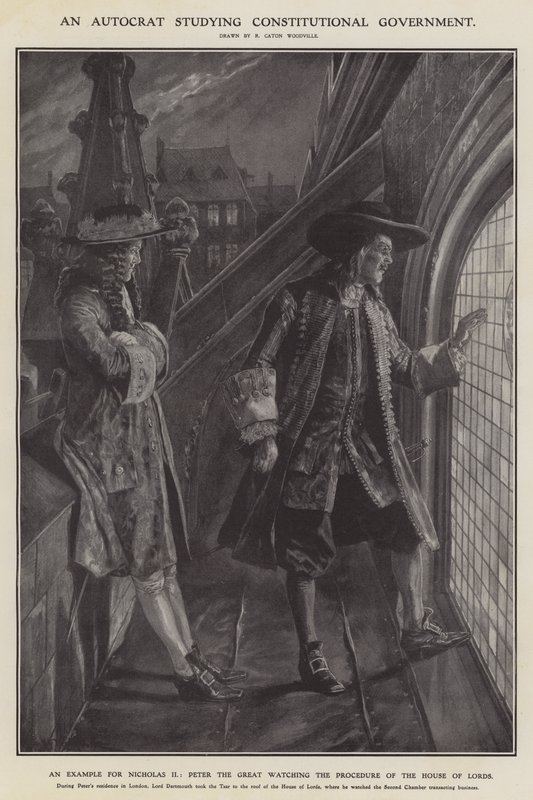 Autokraatti, joka opiskelee perustuslaillista hallintoa (litho) tekijältä Richard Caton II (after) Woodville