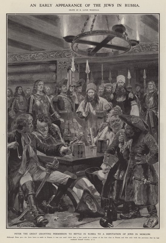 Juutalaisten varhainen ilmestyminen Venäjälle (litho) tekijältä Richard Caton II (after) Woodville