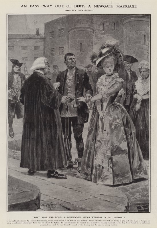 Helppo tapa päästä eroon velasta: Newgate-avioliitto (litho) tekijältä Richard Caton II (after) Woodville