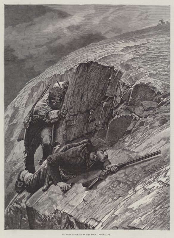 Big Horn Stalking in Rocky Mountains tekijältä Richard Caton Woodville junior