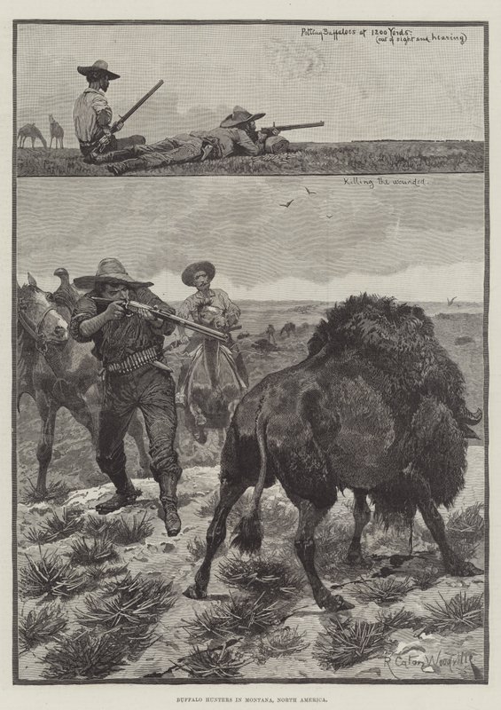 Buffalo Hunters Montanassa, Pohjois-Amerikassa tekijältä Richard Caton Woodville junior