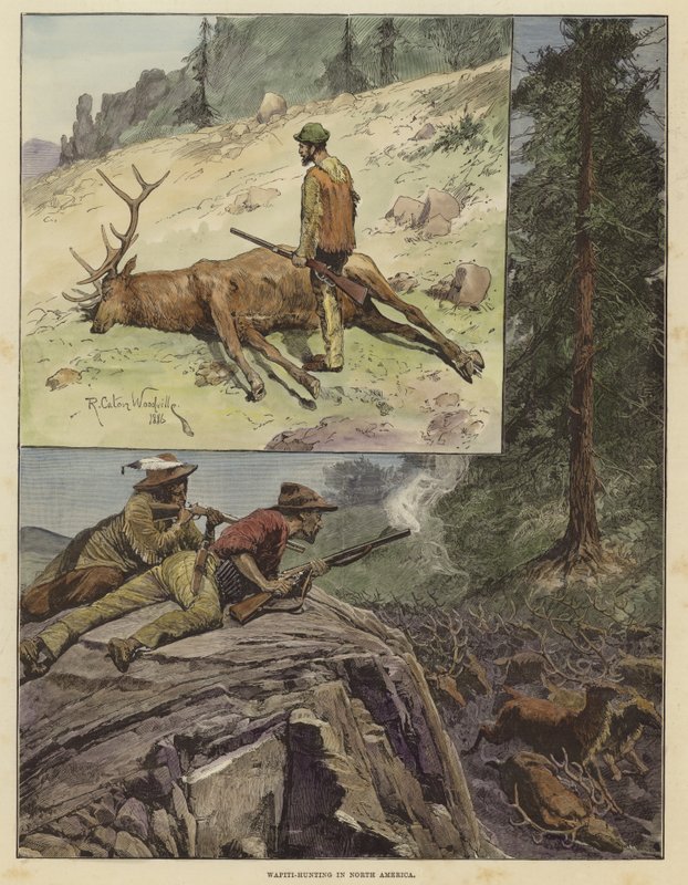 Wapitin metsästys Pohjois-Amerikassa tekijältä Richard Caton Woodville junior