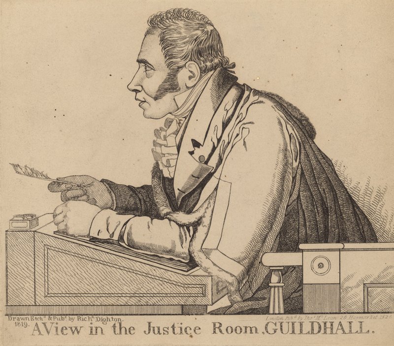 Sir Matthew Wood; Näkymä Justice Roomissa, Guildhall tekijältä Richard Dighton