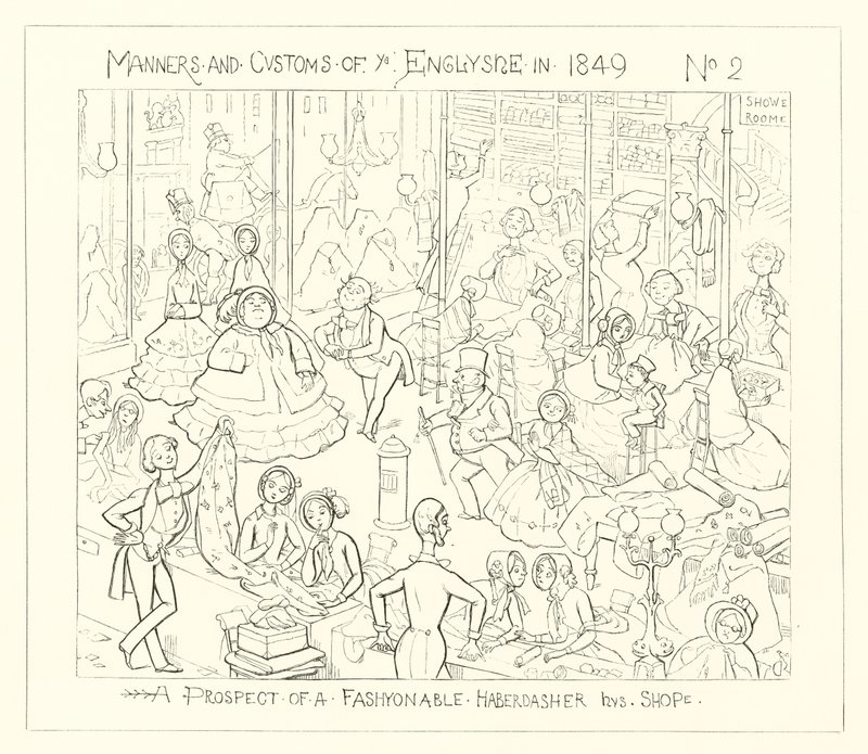 1849, mahdollisuus muodikkaan lyhyttavaraliikkeeseen tekijältä Richard Doyle
